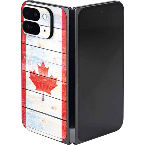Canada Flag Light Wood Google Pixel 9 Pro Fold Skin